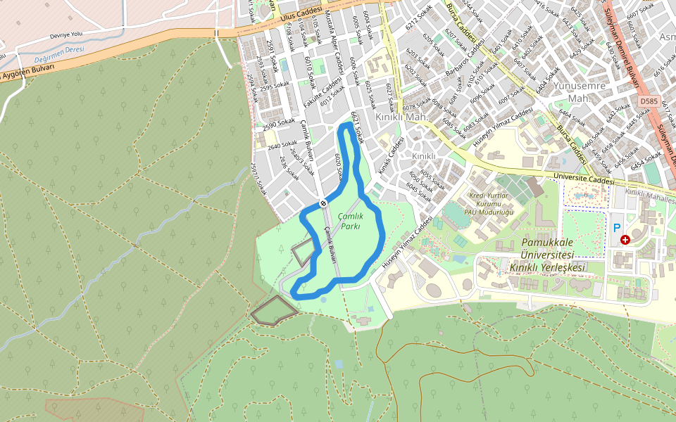 Çamlık Koşu Parkuru walking route map in Denizli