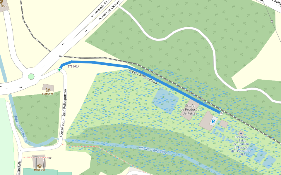 Acesso à Piscicultura walking route map in Lavras