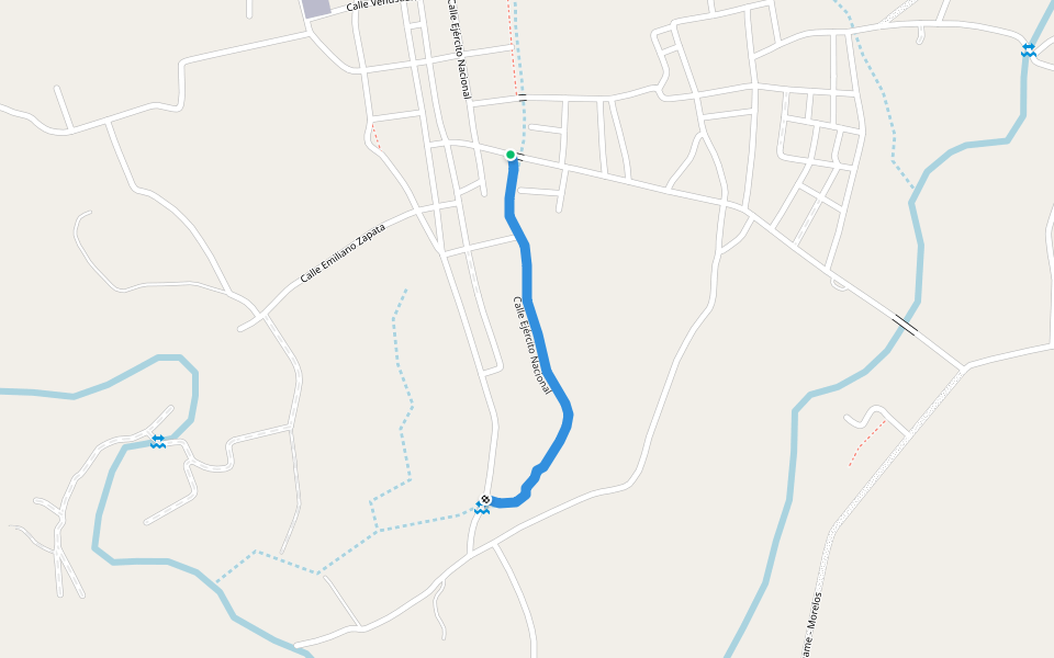 Calle Ejército Nacional walking route map in Baborigame