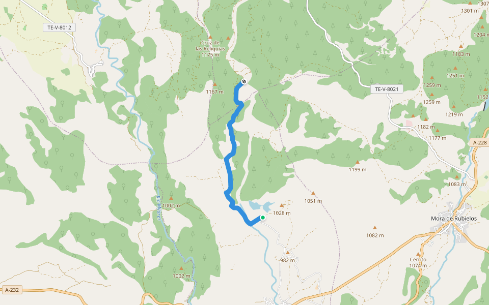Camino del Mas del Pollo walking route map in Valbona