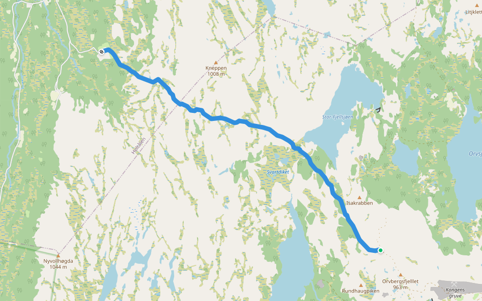 Hessjøveien walking route map in Glåmos
