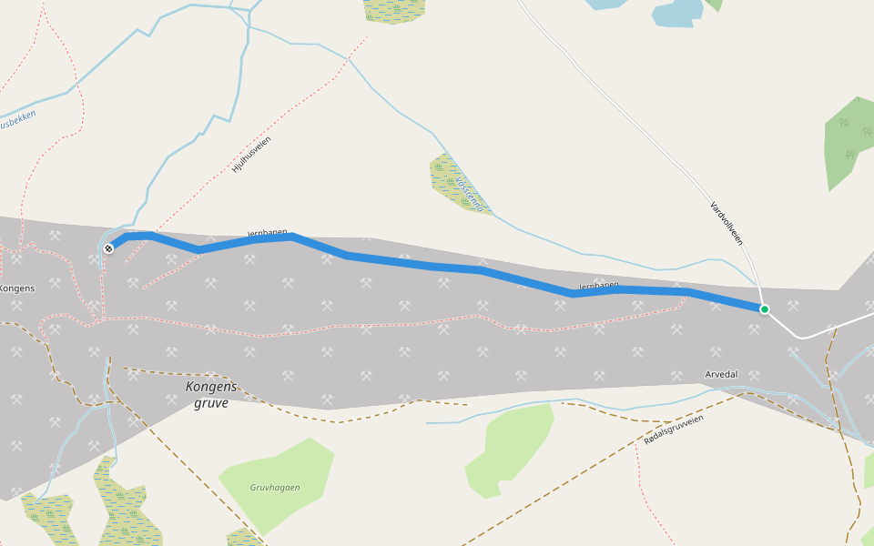 Jernbanen walking route map in Glåmos