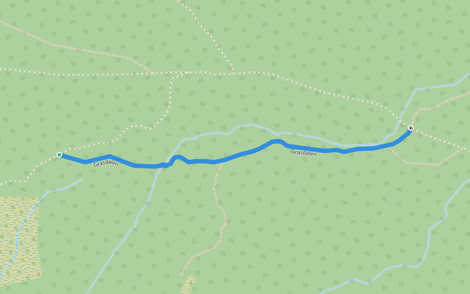 Grasdalen walking route map in Storli