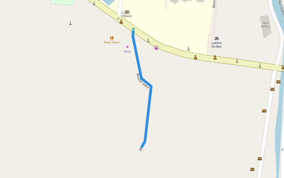 Muslim para walking route map in Dumki