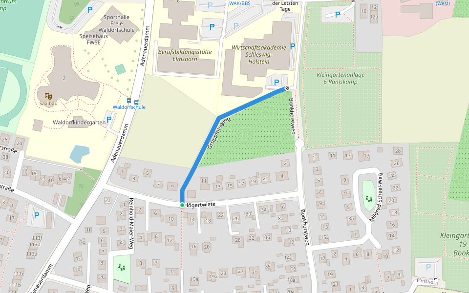 Grüppfotsgang walking route map in Elmshorn