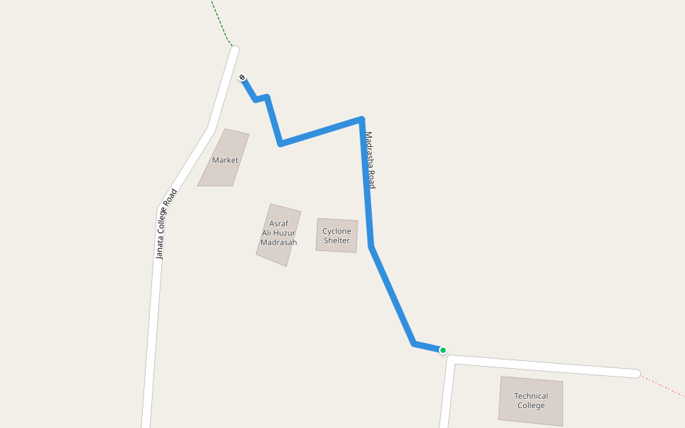 Madrasha Road walking route map in Dumki