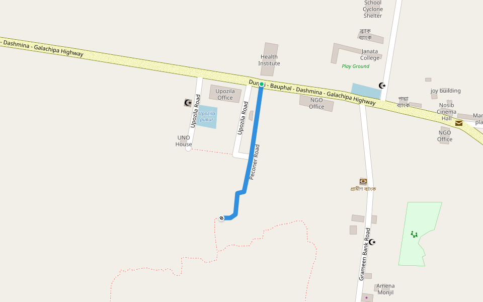 Peconer Road walking route map in Dumki
