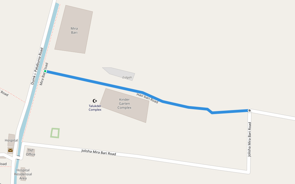 Hazi bari Road walking route map in Dumki