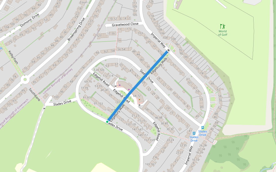 Edgebury Walk walking route map in Chislehurst