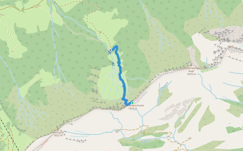 Brunnenauschartensteig walking route map in Oberstaufen