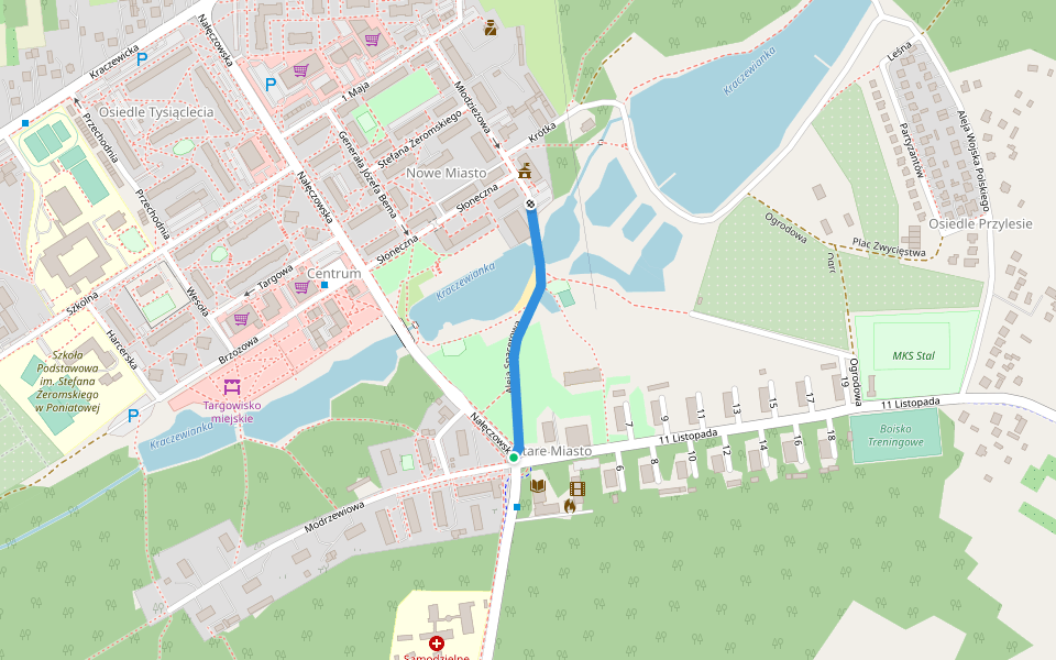 Aleja Spacerowa walking route map in Poniatowa
