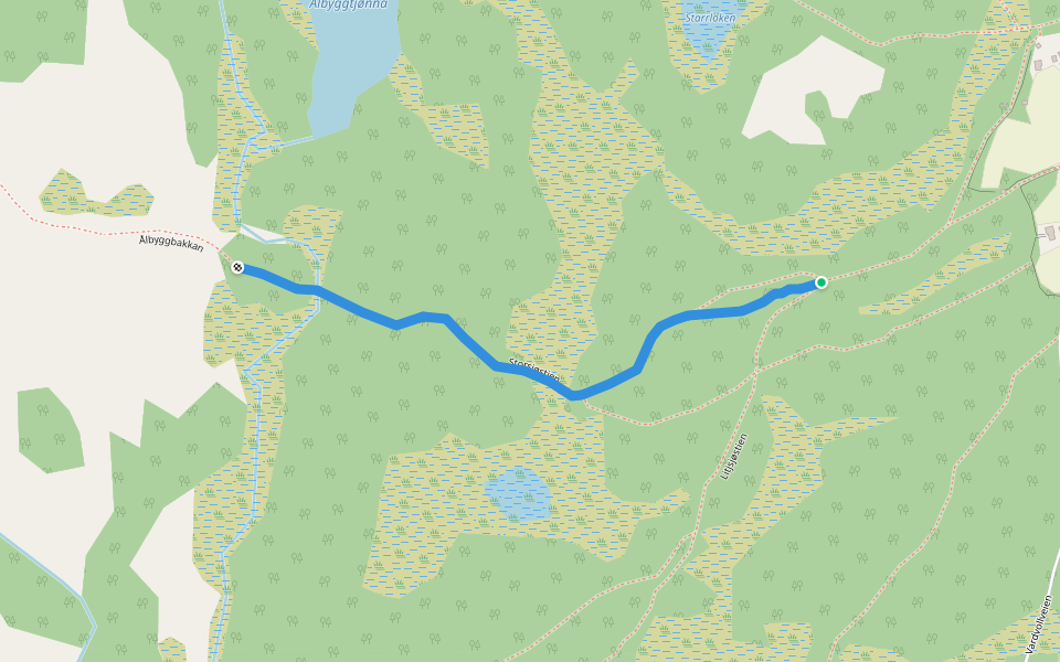 Storsjøstien walking route map in Glåmos