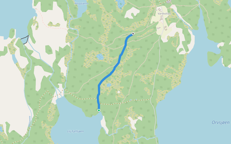 Litjsjøstien walking route map in Glåmos