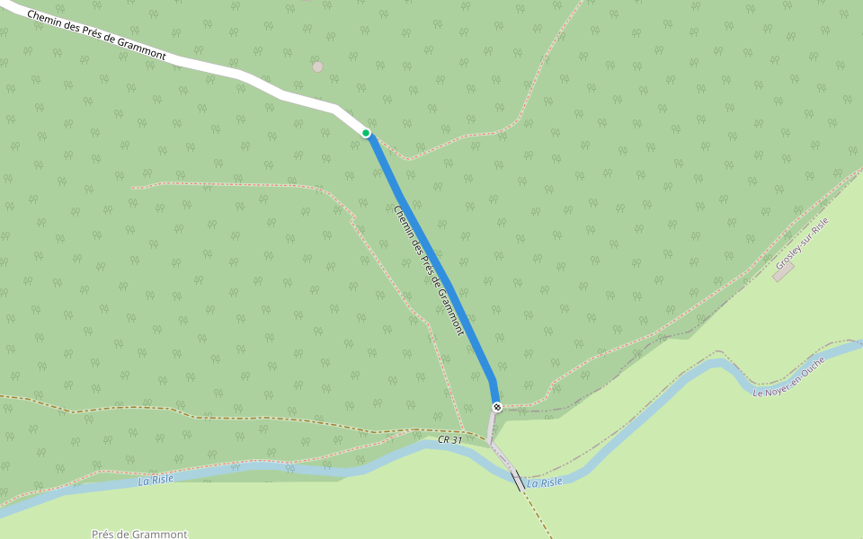 Chemin des Prés de Grammont walking route map in Le Noyer-en-Ouche