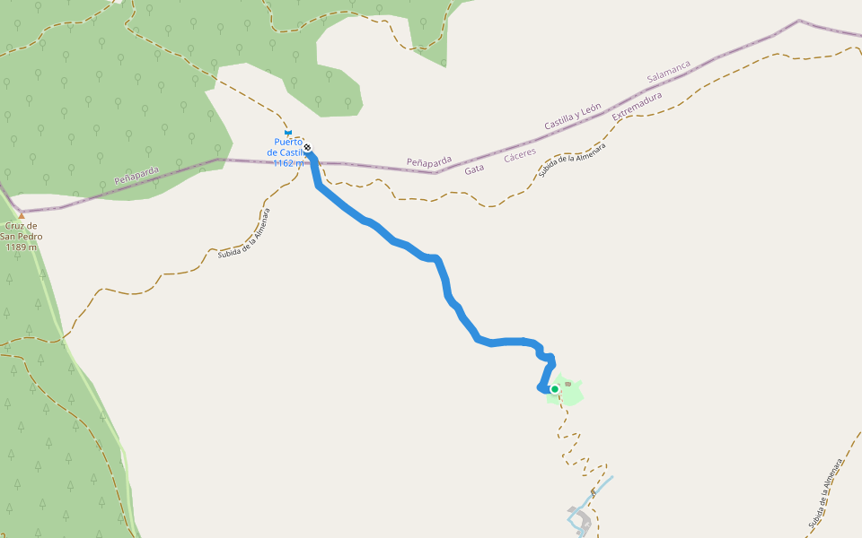 Sendero de la Calzada Romana Vía Dalmacia walking route map in Gata