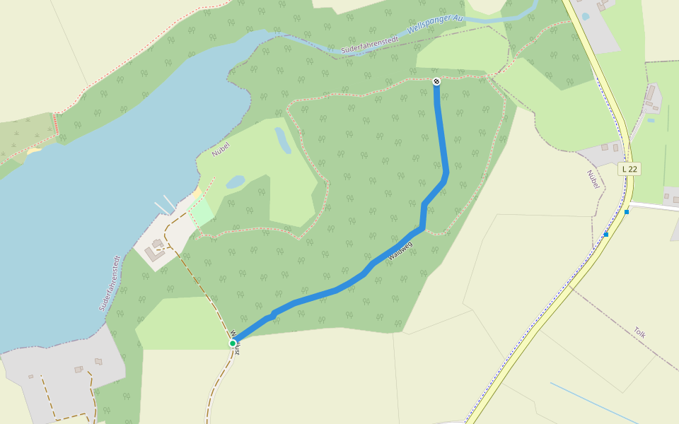 Waldweg walking route map in Nübel