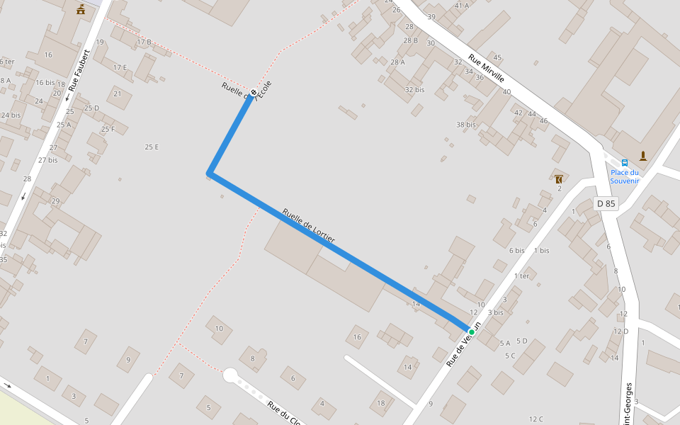 Ruelle de Lortier walking route map in Belloy-en-France