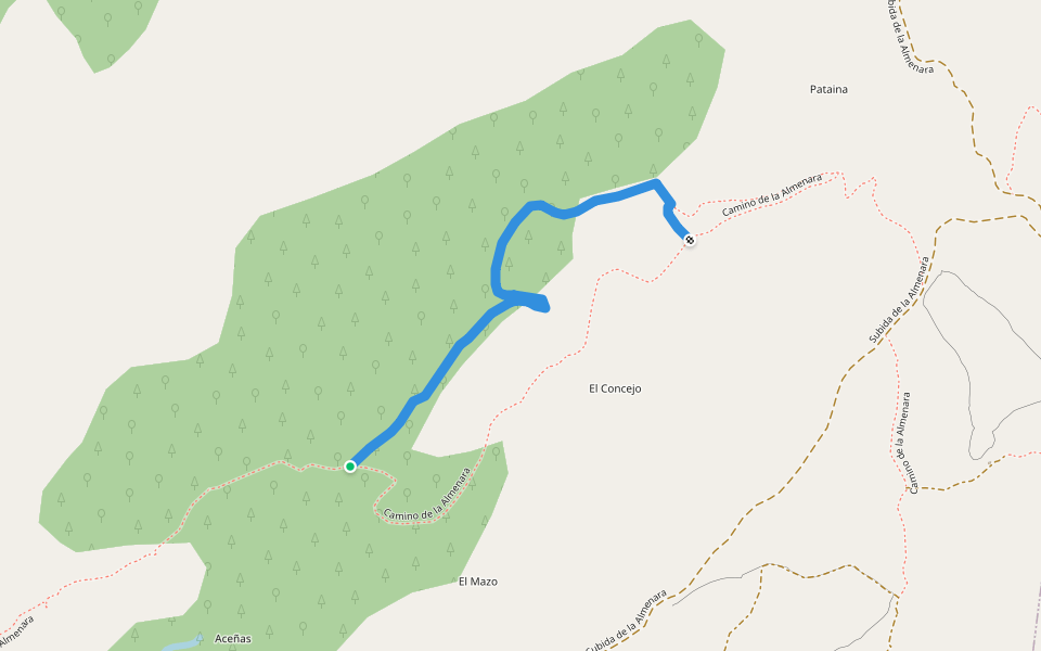 Camino de la Almenara por La Mahá de la tía Luna walking route map in Gata