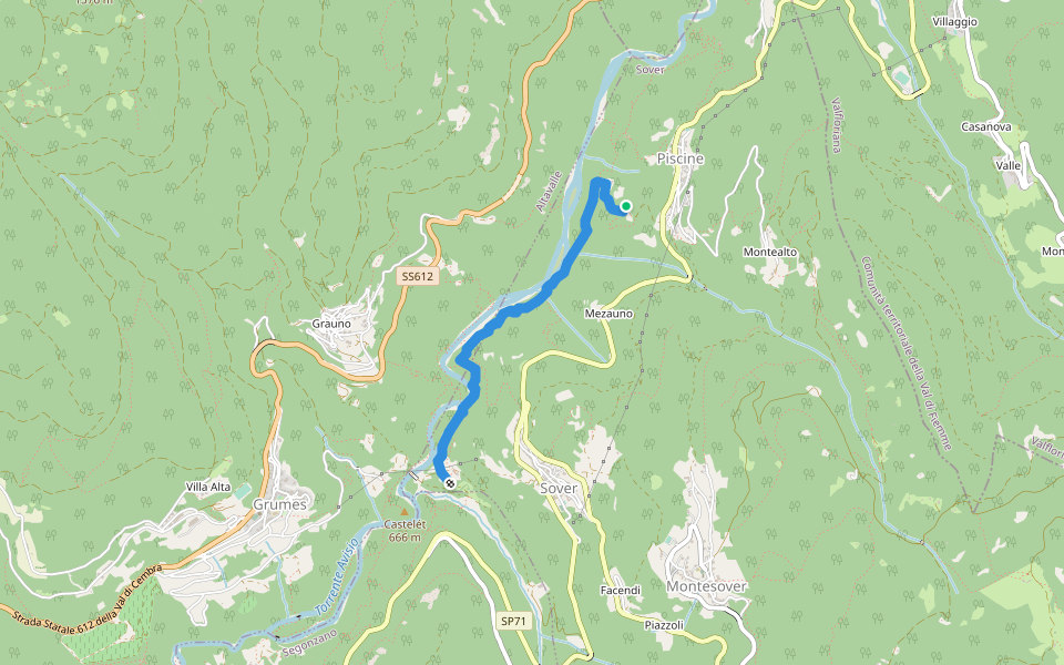 Sentiero dei Vecchi Mestieri walking route map in Piscine