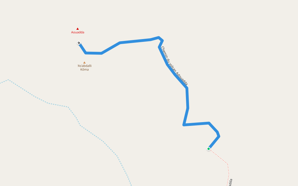 Chemin du volcan Adouadda walking route map in Madgoul