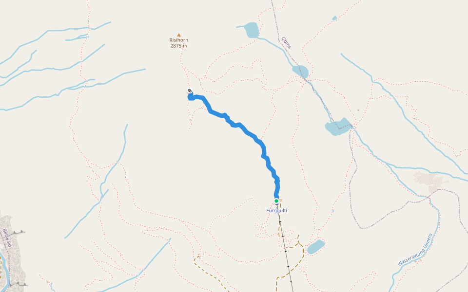 Risihorn walking route map in Bellwald