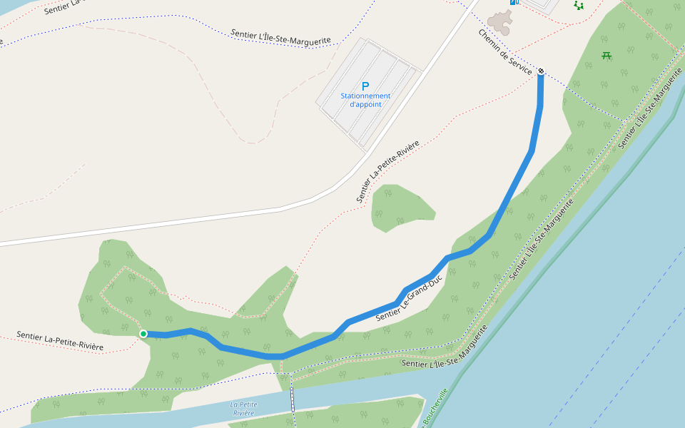Sentier Le-Grand-Duc walking route map in Boucherville