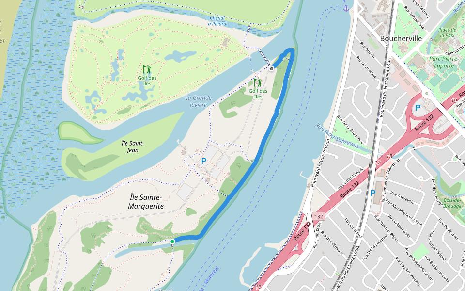 Sentier L"Île-Ste-Marguerite walking route map in Boucherville