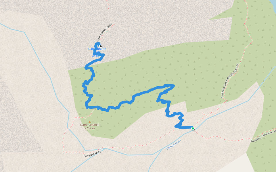 Aufstieg Dammahütte walking route map in Göschenen