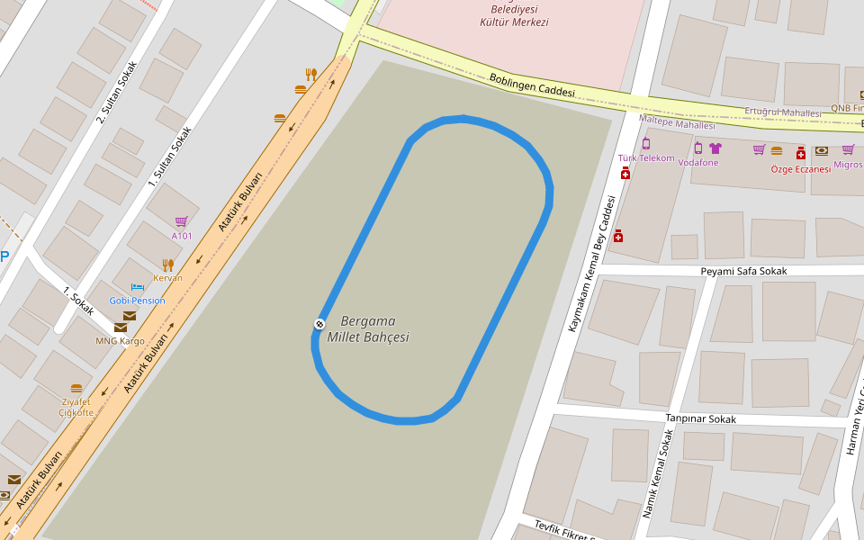 Koşu Bandı walking route map in Bergama