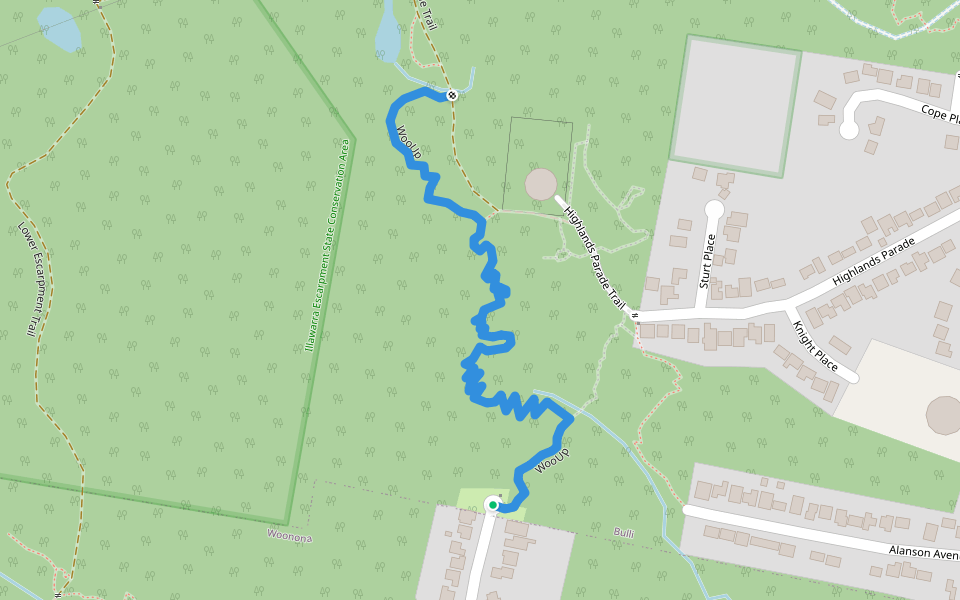 WooUp walking route map in Bulli