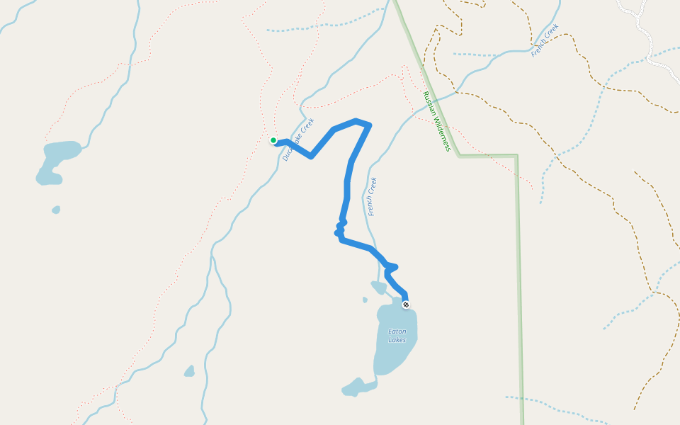 Eaton Lakes Trail walking route map in Etna