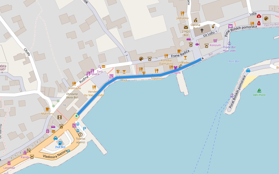 Riva walking route map in Bol