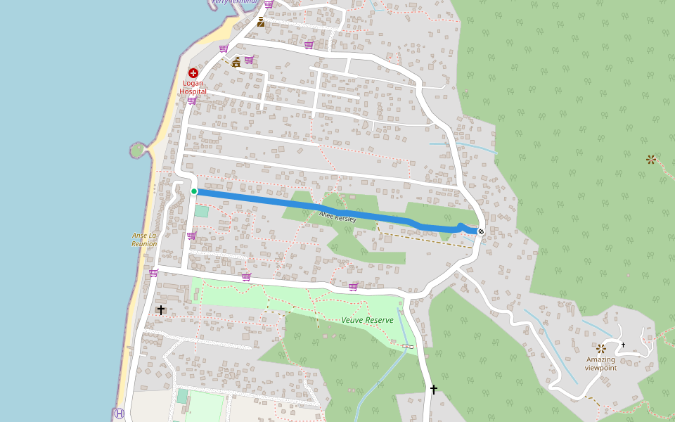Allée Kersley walking route map in Silhouette