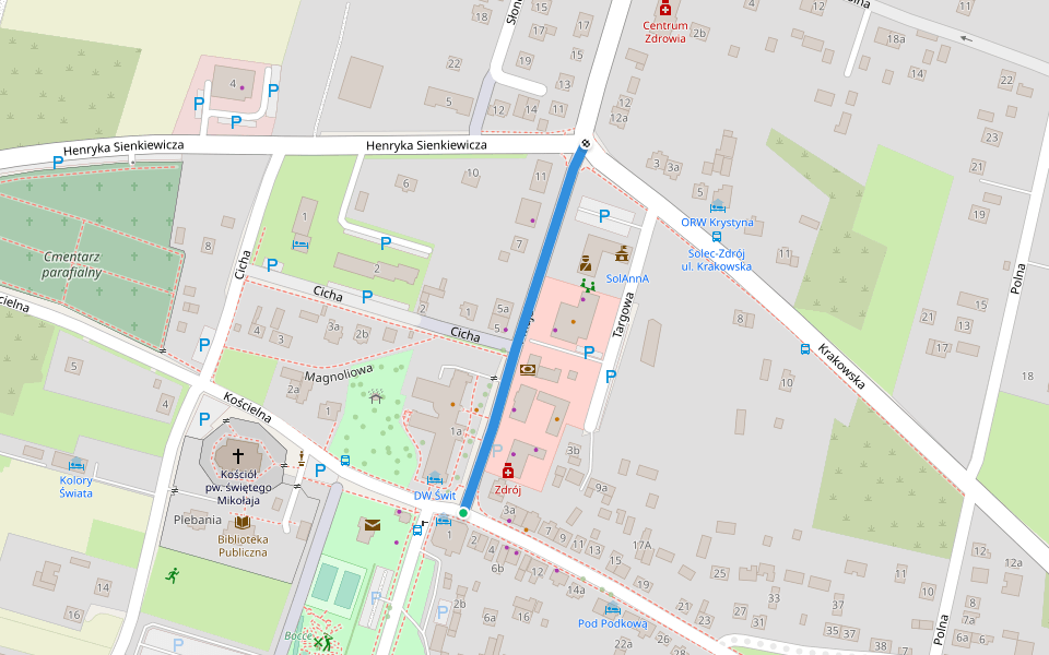 1 Maja walking route map in Solec-Zdrój