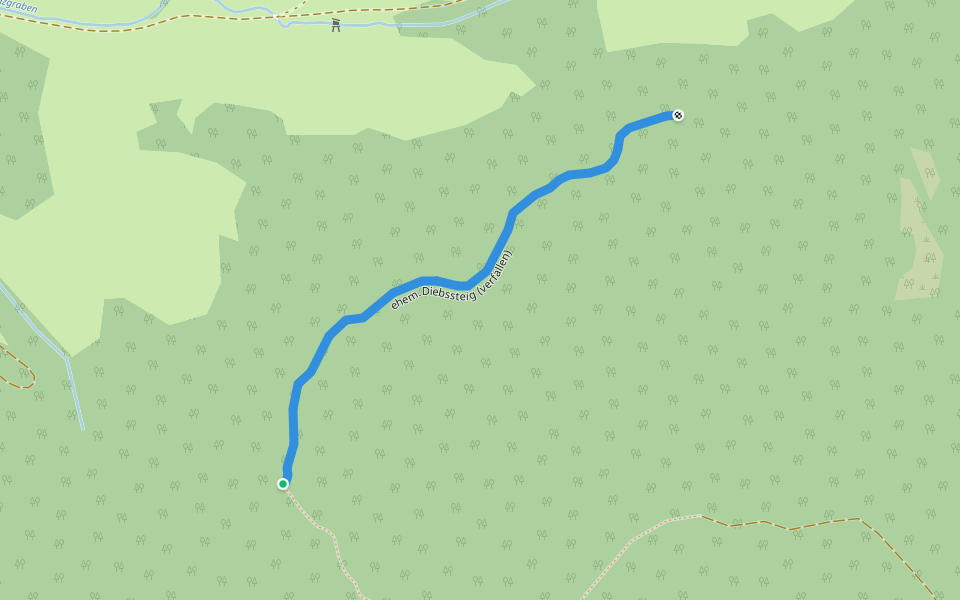 ehem. Diebssteig (verfallen) walking route map in Wegscheid