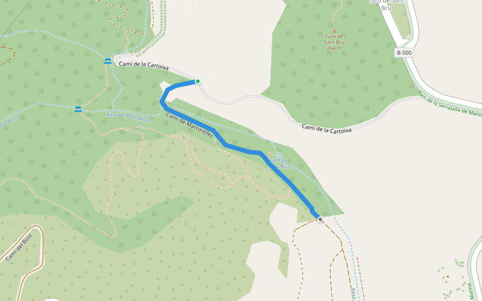 Camí de Martorelles walking route map in Tiana