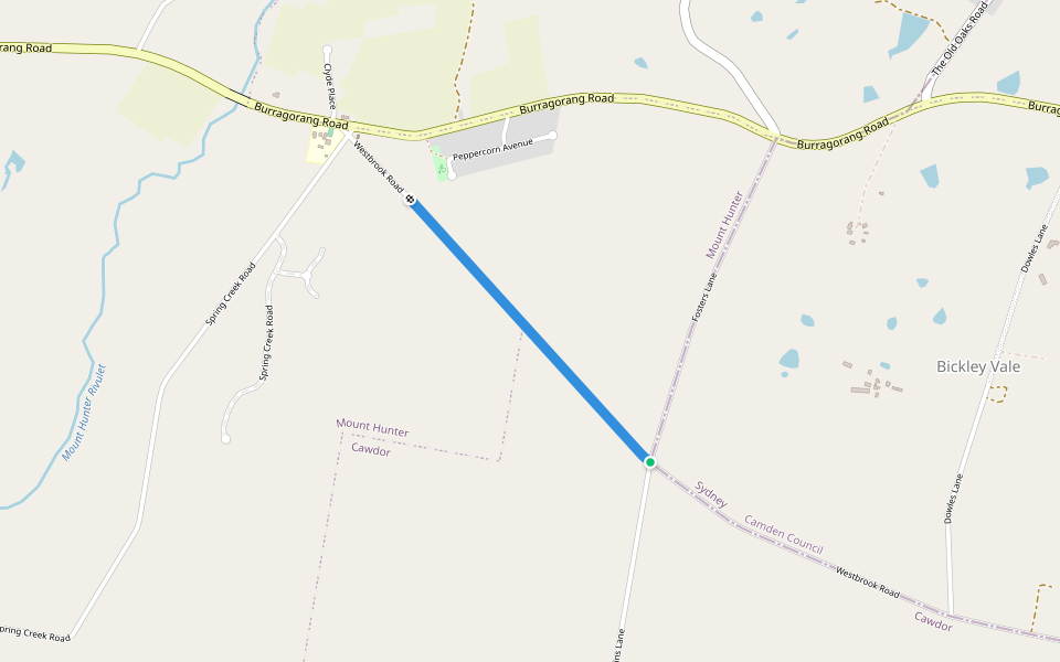 Westbrook Road walking route map in Bickley Vale
