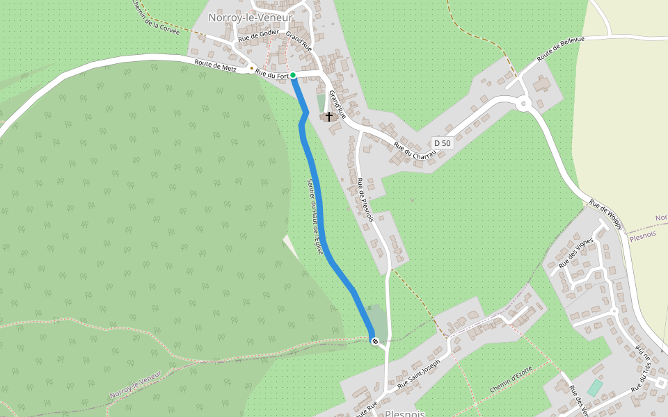 Sentier du Haut de l'Église walking route map in Norroy-le-Veneur