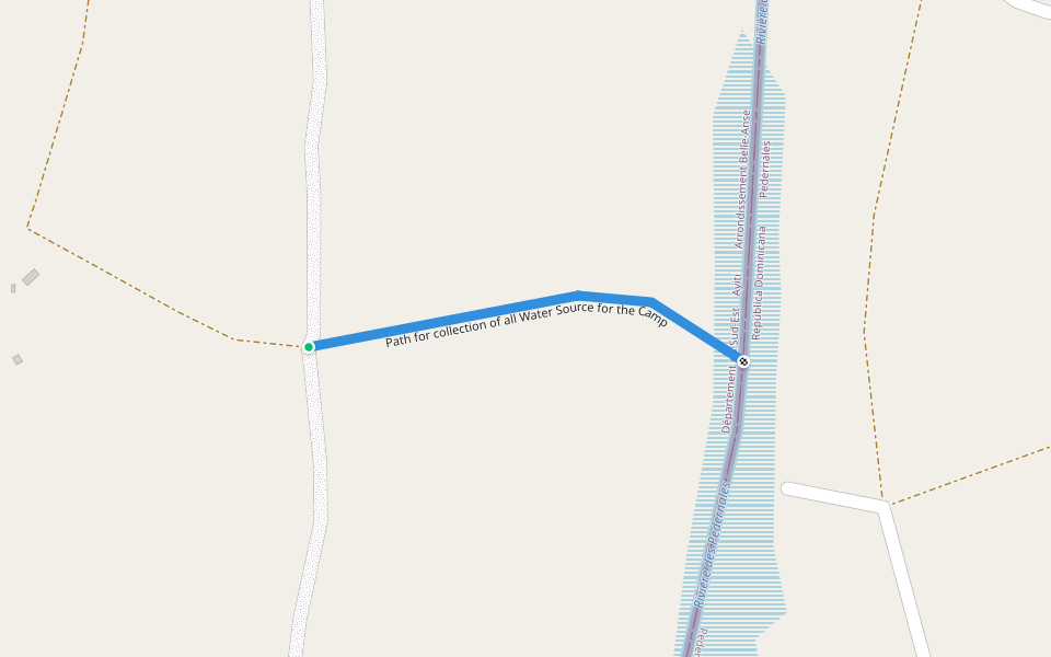 Path for collection of all Water Source for the Camp walking route map in Cotterelle