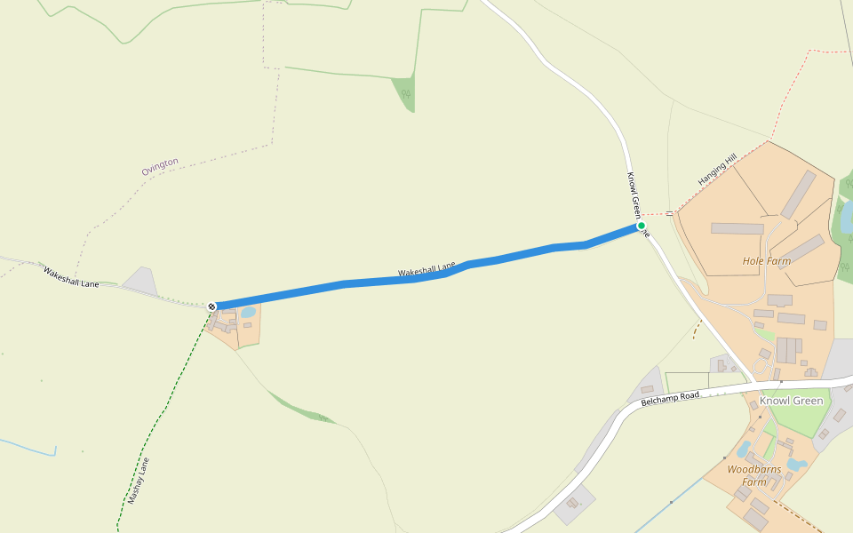 Wakeshall Lane walking route map in Knowl Green