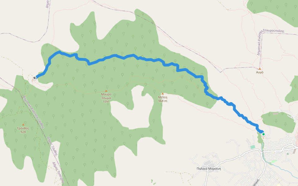 Nestos-Rodopi Trail: Xanthi – Kromniko walking route map in Chrisa