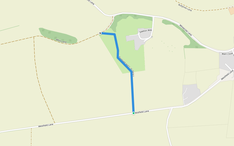Footpath NYCC 35.59/9/1 walking route map in South Milford