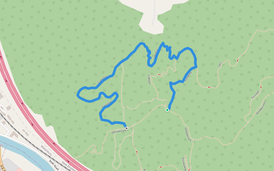 Campfire walking route map in Waterbury