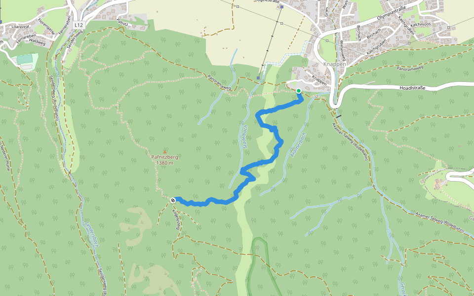 Brunnensteig walking route map in Axams