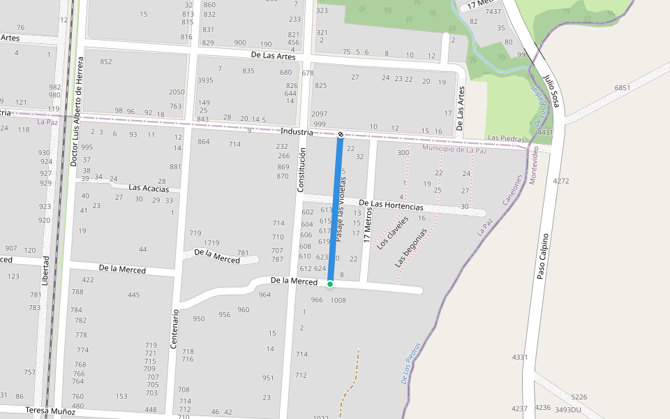 Pasaje las Violetas walking route map in La Paz