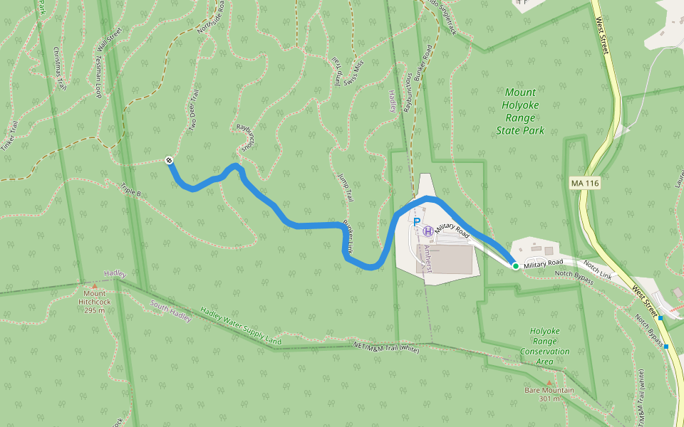 Bunker Link walking route map in Amherst