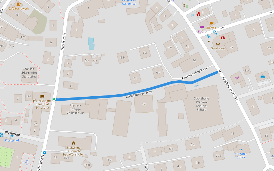 Christian-Fey-Weg walking route map in Bad Wörishofen