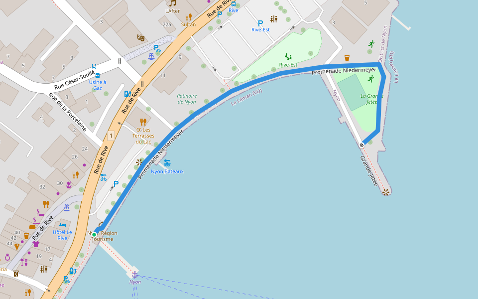 Promenade Niedermeyer walking route map in Nyon