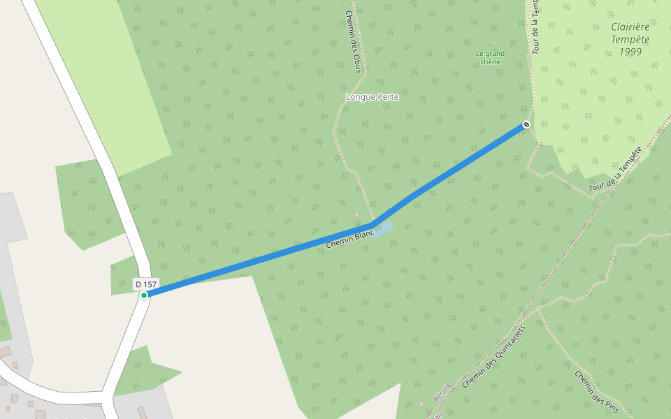 Chemin Blanc walking route map in Bérulle