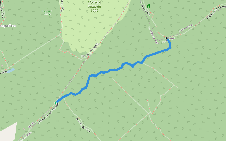 Chemin Tordu walking route map in Bérulle